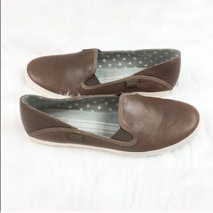 Keds Brown Leather Crashback Slip on Sneakers